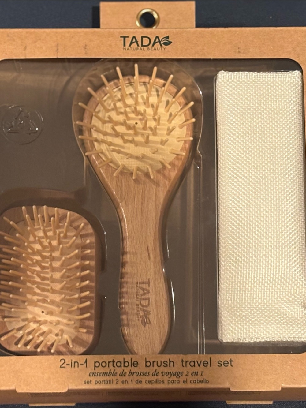 Ada Beige Wooden 2-in-1 Kids Travel Brush Set